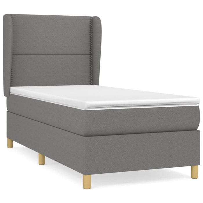 Pat box spring cu saltea, gri închis, 90x190 cm, textil - WALTI WALTI