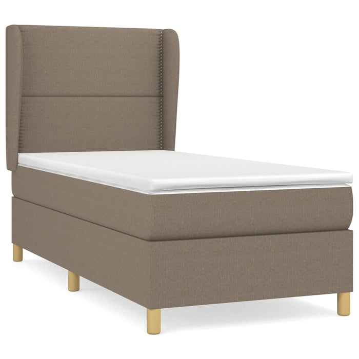 Pat box spring cu saltea, gri taupe, 90x190 cm, textil - WALTI WALTI