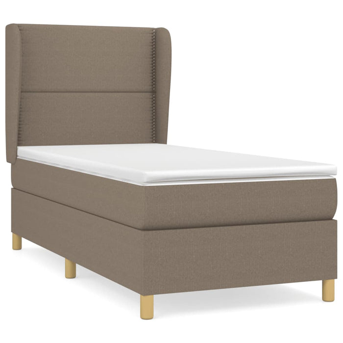 Pat box spring cu saltea, gri taupe, 90x200 cm, textil - WALTI WALTI