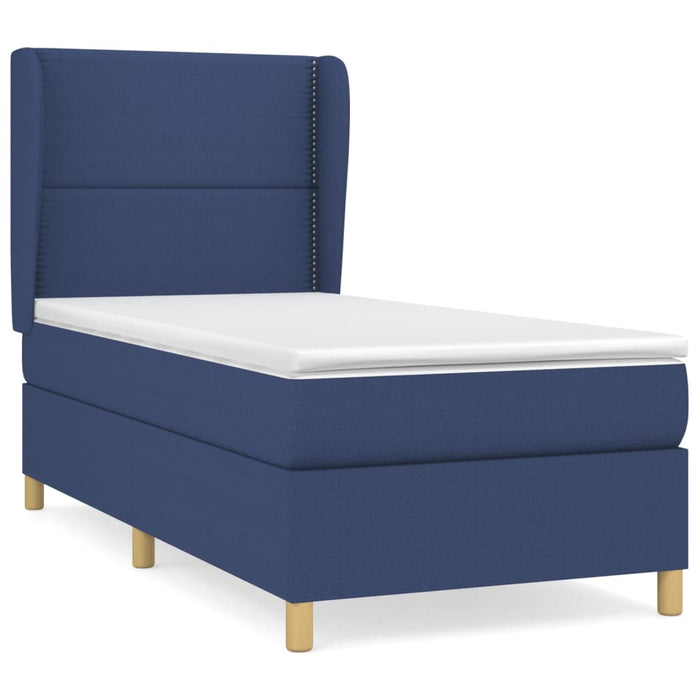 Pat box spring cu saltea, albastru, 100x200 cm, textil - WALTI WALTI