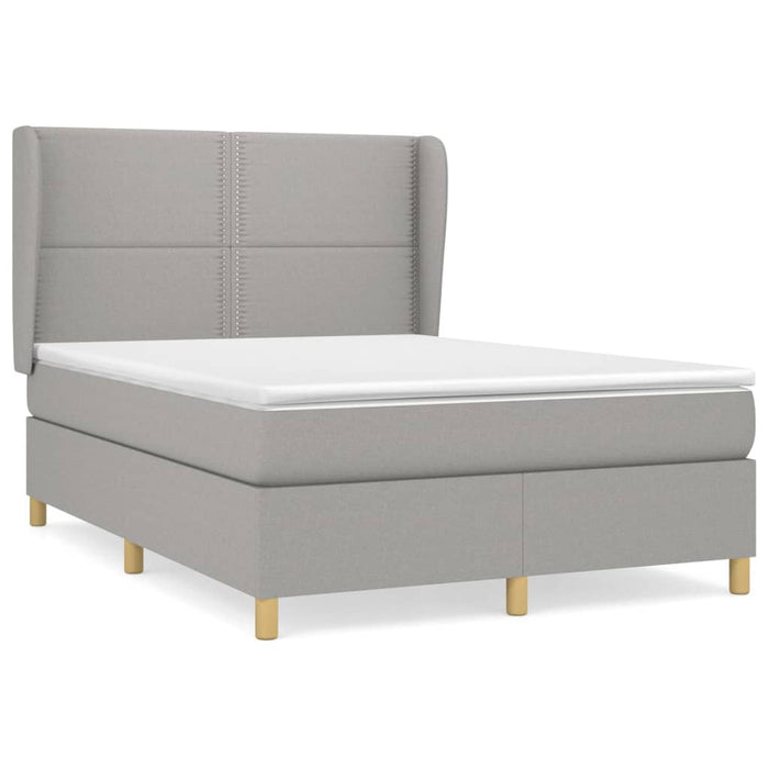 Pat box spring cu saltea, gri deschis, 140x190 cm, textil - WALTI WALTI
