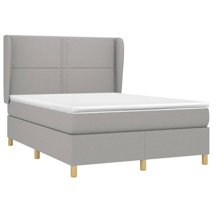 Pat box spring cu saltea, gri deschis, 140x190 cm, textil - WALTI WALTI
