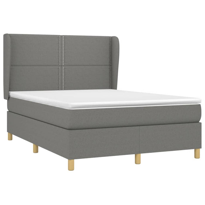 Pat box spring cu saltea, gri închis, 140x190 cm, textil - WALTI WALTI