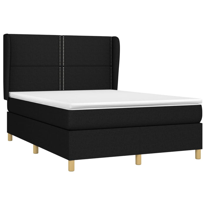 Pat box spring cu saltea, negru, 140x190 cm, textil - WALTI WALTI