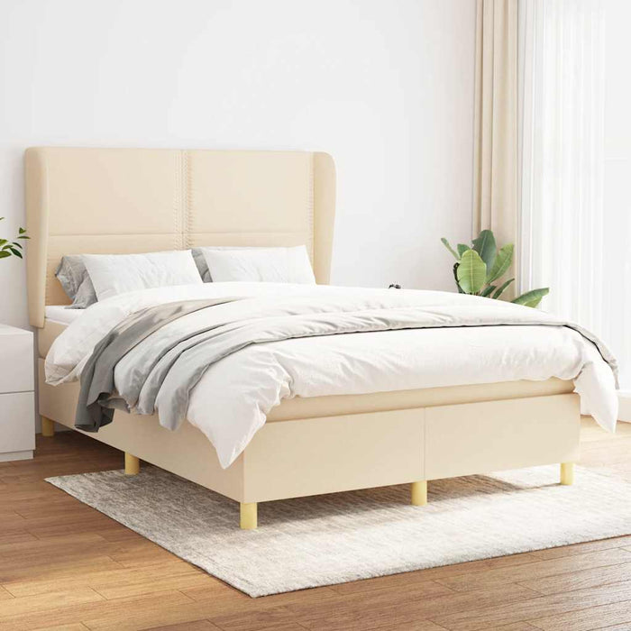 Pat box spring cu saltea, crem, 140x200 cm, textil - WALTI WALTI