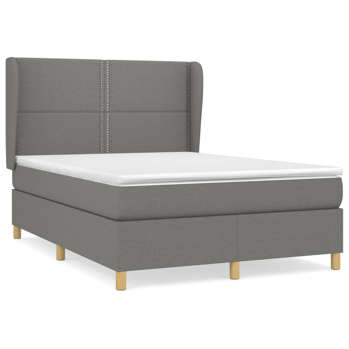 Pat box spring cu saltea, gri închis, 140x200 cm, textil - WALTI WALTI