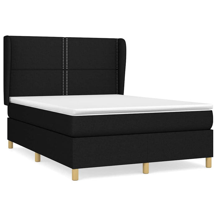 Pat box spring cu saltea, negru, 140x200 cm, textil - WALTI WALTI
