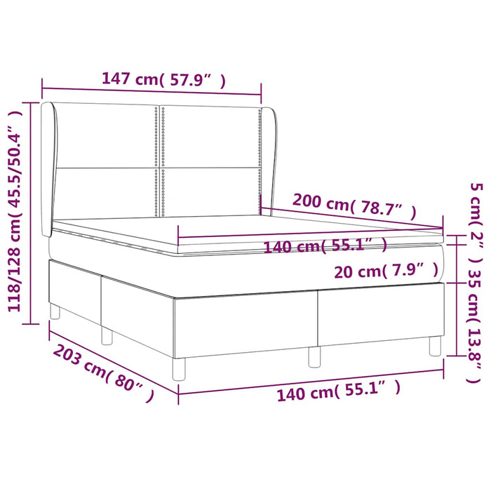 Pat box spring cu saltea, negru, 140x200 cm, textil - WALTI WALTI