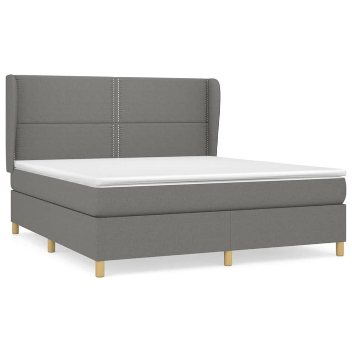 Pat box spring cu saltea, gri închis, 180x200 cm, textil - WALTI WALTI