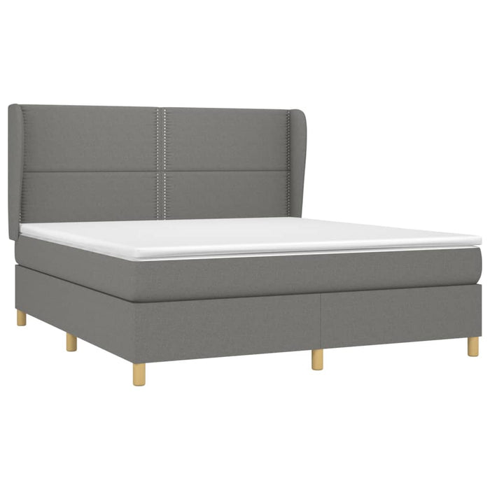 Pat box spring cu saltea, gri închis, 180x200 cm, textil - WALTI WALTI