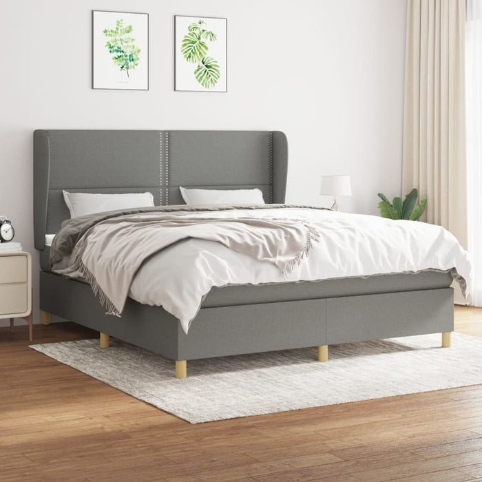 Pat box spring cu saltea, gri închis, 180x200 cm, textil - WALTI WALTI