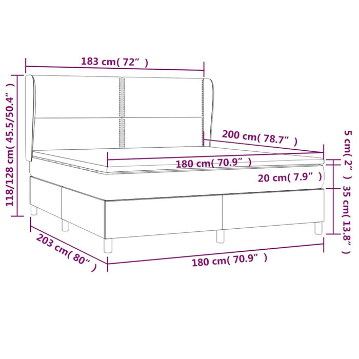 Pat box spring cu saltea, negru, 180x200 cm, catifea - WALTI WALTI