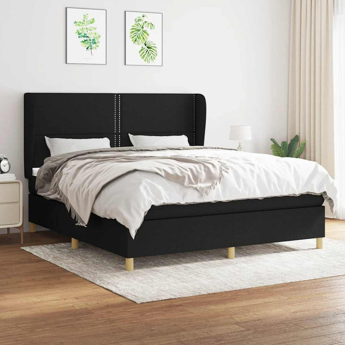 Pat box spring cu saltea, negru, 180x200 cm, catifea - WALTI WALTI