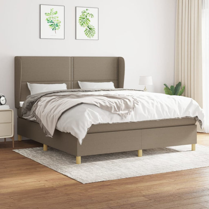 Pat continental cu saltea, gri taupe, 180x200 cm, textil - WALTI WALTI
