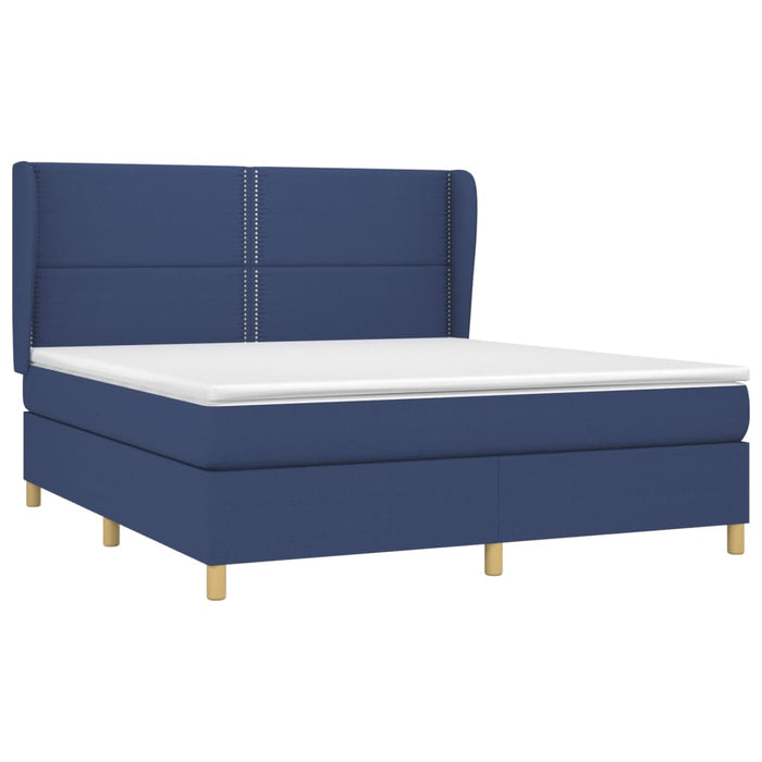 Pat box spring cu saltea, albastru, 180x200 cm, material textil - WALTI WALTI