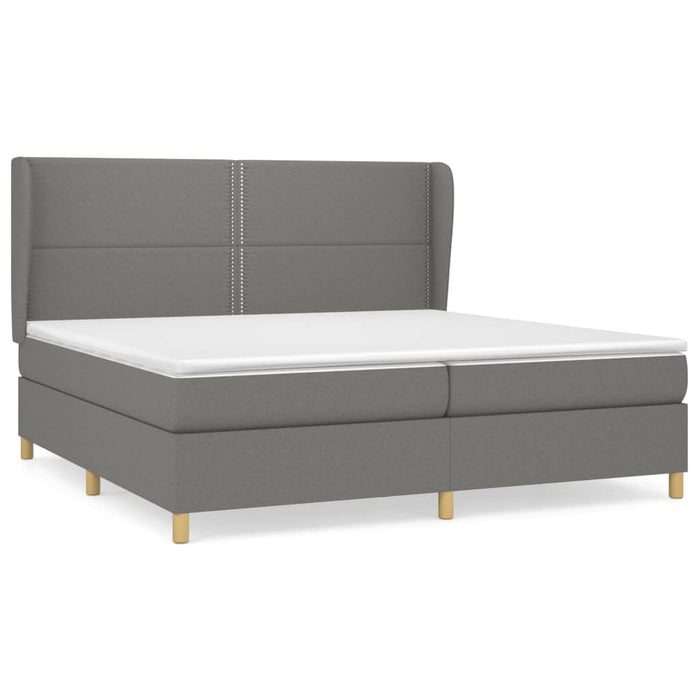 Pat box spring cu saltea, gri închis, 200x200 cm, textil - WALTI WALTI