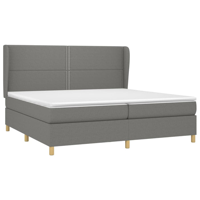 Pat box spring cu saltea, gri închis, 200x200 cm, textil - WALTI WALTI
