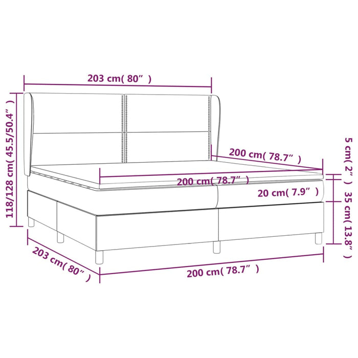 Pat box spring cu saltea, negru, 200x200 cm, textil - WALTI WALTI