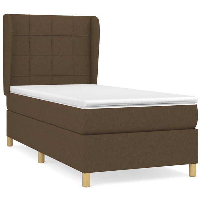 Pat box spring cu saltea, maro închis, 80x200 cm, textil WALTI