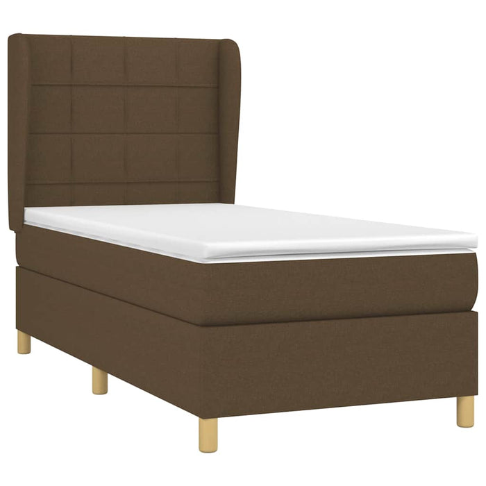 Pat box spring cu saltea, maro închis, 80x200 cm, textil WALTI
