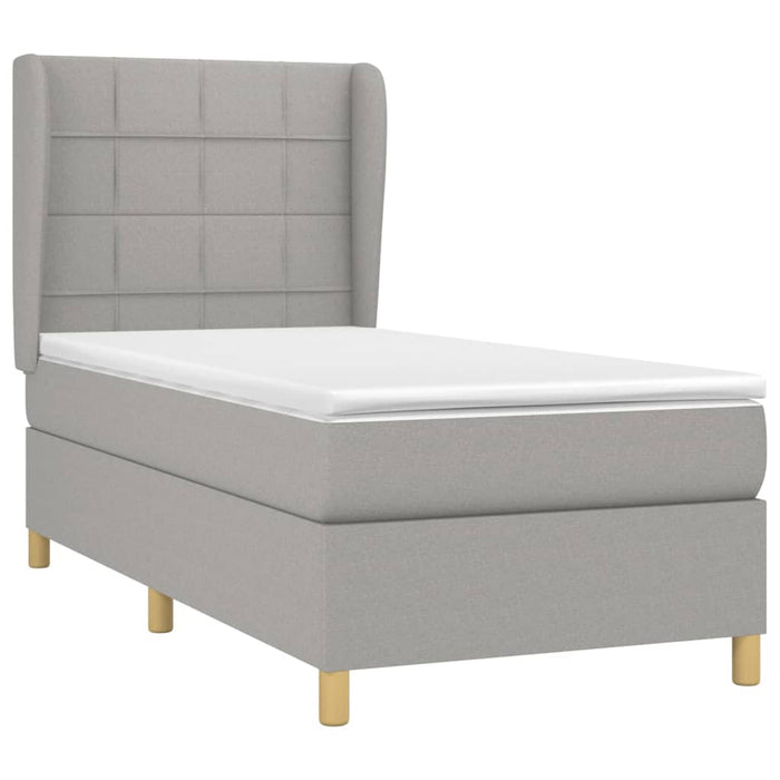 Pat box spring cu saltea, gri deschis, 90x190 cm, textil - WALTI WALTI
