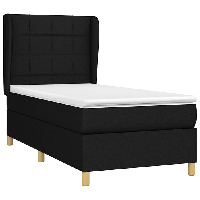 Pat box spring cu saltea, negru, 90x200 cm, textil - WALTI WALTI