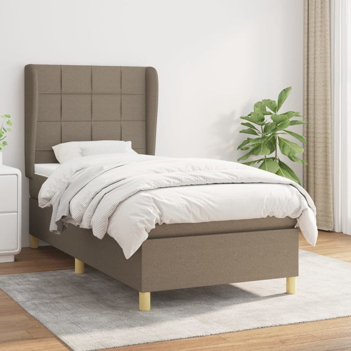 Pat box spring cu saltea, gri taupe, 90x200 cm, textil - WALTI WALTI