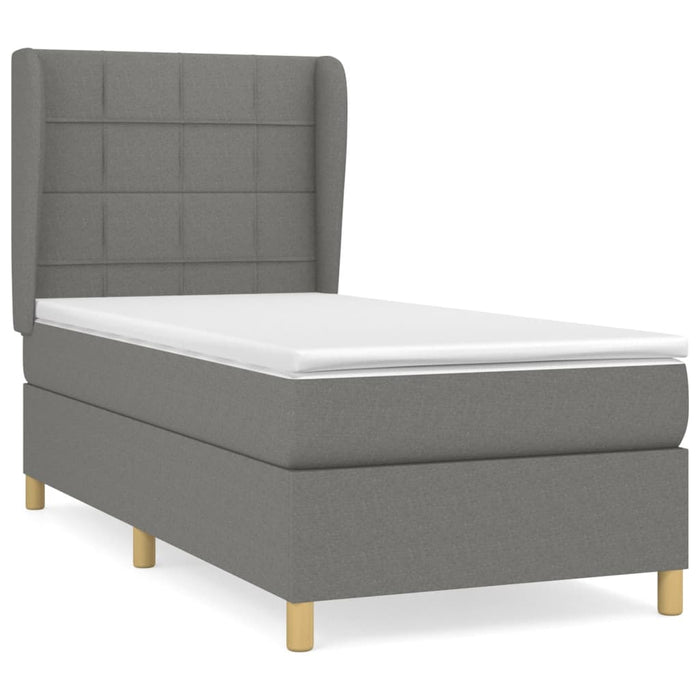 Pat box spring cu saltea, gri închis, 100x200 cm, textil - WALTI WALTI