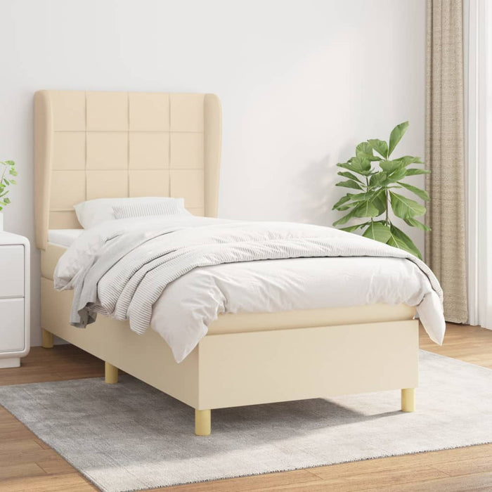 Pat box spring cu saltea, crem, 100x200 cm, textil - WALTI WALTI