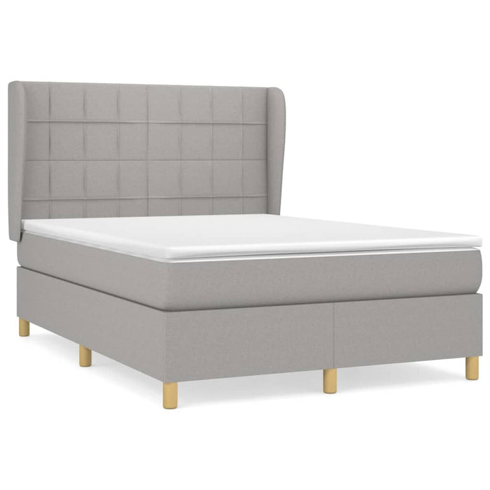 Pat box spring cu saltea, gri deschis, 140x190 cm, textil - WALTI WALTI