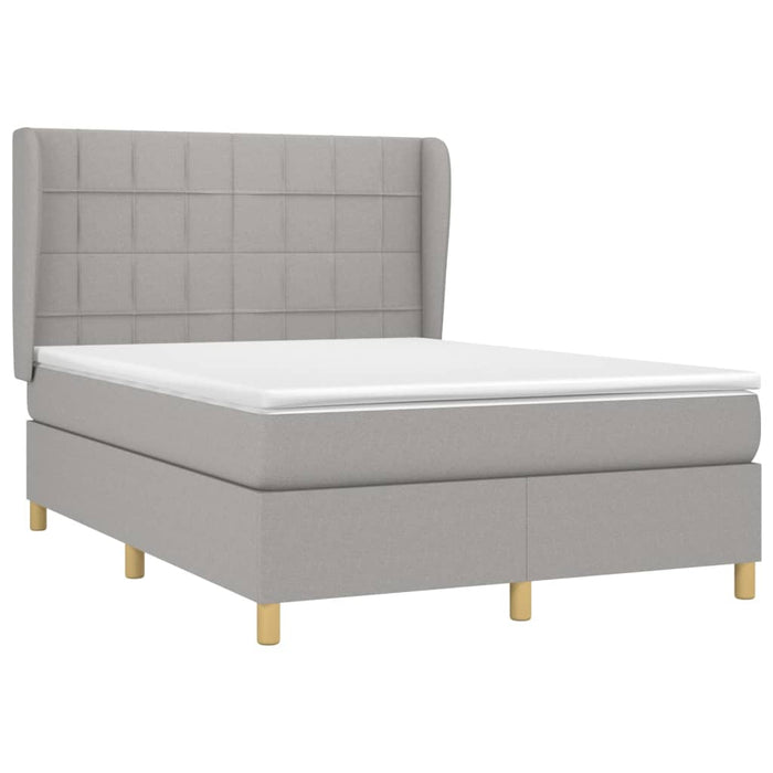 Pat box spring cu saltea, gri deschis, 140x190 cm, textil - WALTI WALTI