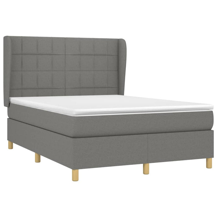 Pat box spring cu saltea, gri închis, 140x200 cm, textil - WALTI WALTI