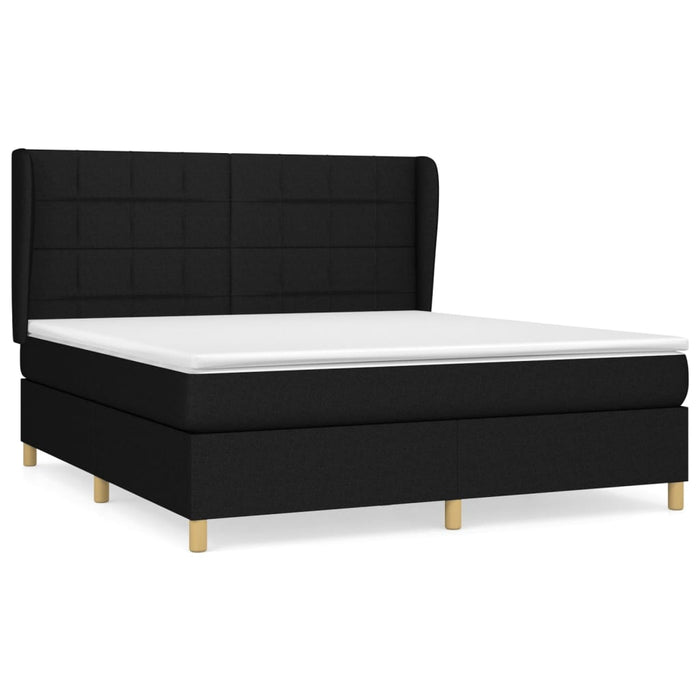 Pat box spring cu saltea, negru, 160x200 cm, textil - WALTI WALTI