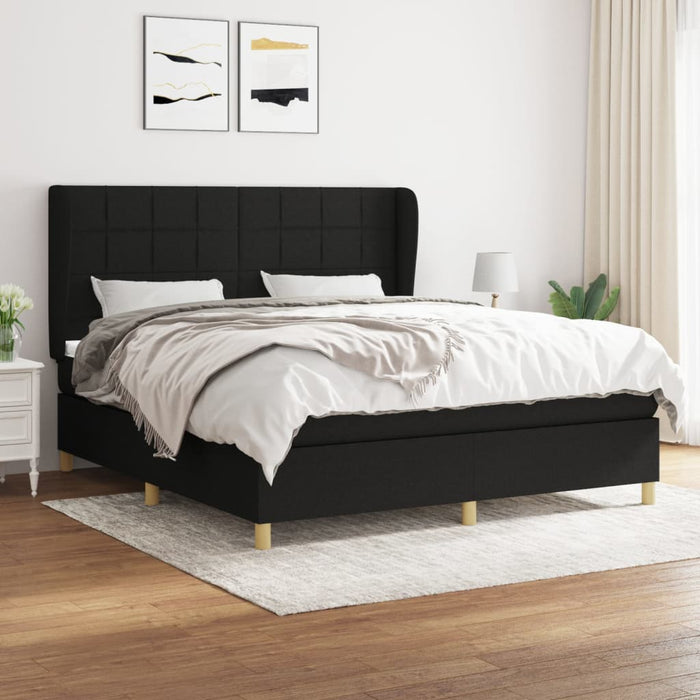 Pat box spring cu saltea, negru, 160x200 cm, textil - WALTI WALTI