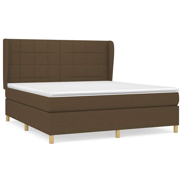 Pat box spring cu saltea, maro închis, 160x200 cm, textil WALTI