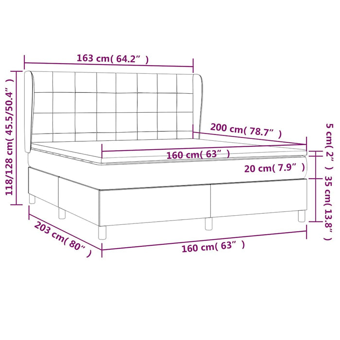 Pat box spring cu saltea, maro închis, 160x200 cm, textil WALTI