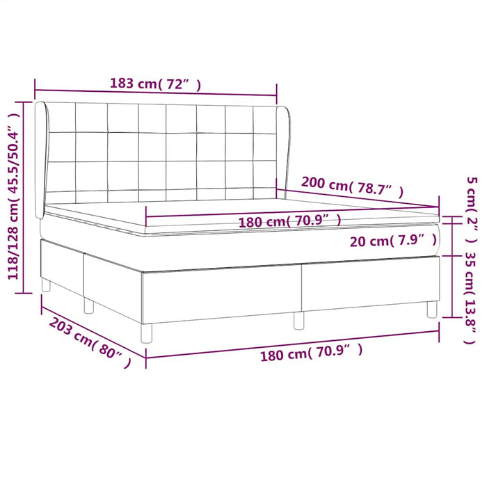 Pat box spring cu saltea, negru, 180x200 cm, catifea - WALTI WALTI