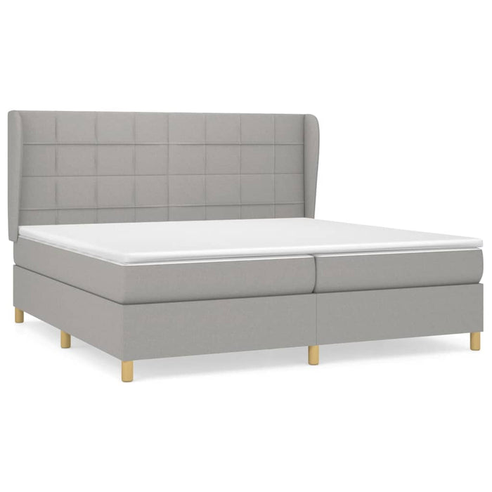 Pat box spring cu saltea, gri deschis, 200x200 cm, textil - WALTI WALTI
