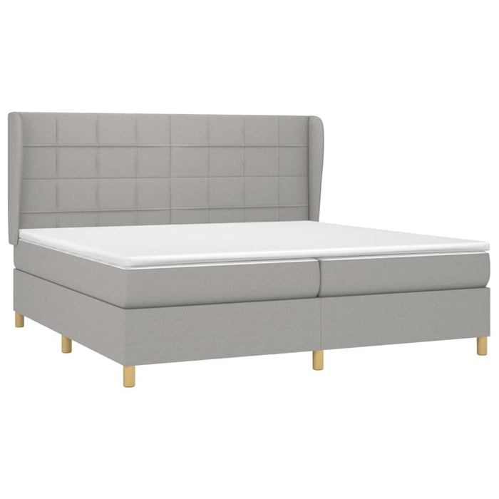Pat box spring cu saltea, gri deschis, 200x200 cm, textil - WALTI WALTI