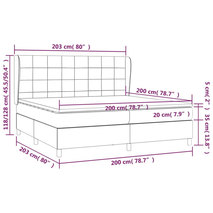 Pat box spring cu saltea, gri deschis, 200x200 cm, textil - WALTI WALTI