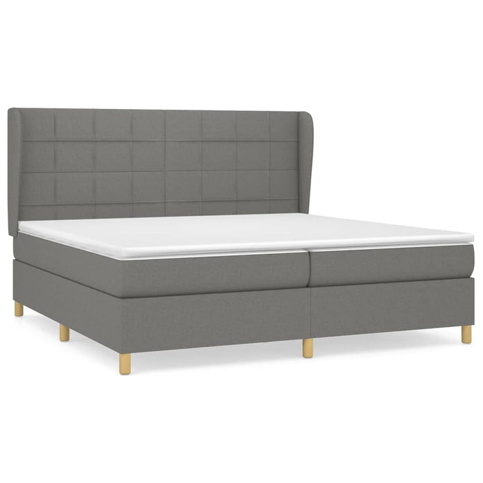 Pat box spring cu saltea, gri închis, 200x200 cm, textil - WALTI WALTI