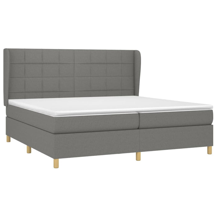 Pat box spring cu saltea, gri închis, 200x200 cm, textil - WALTI WALTI