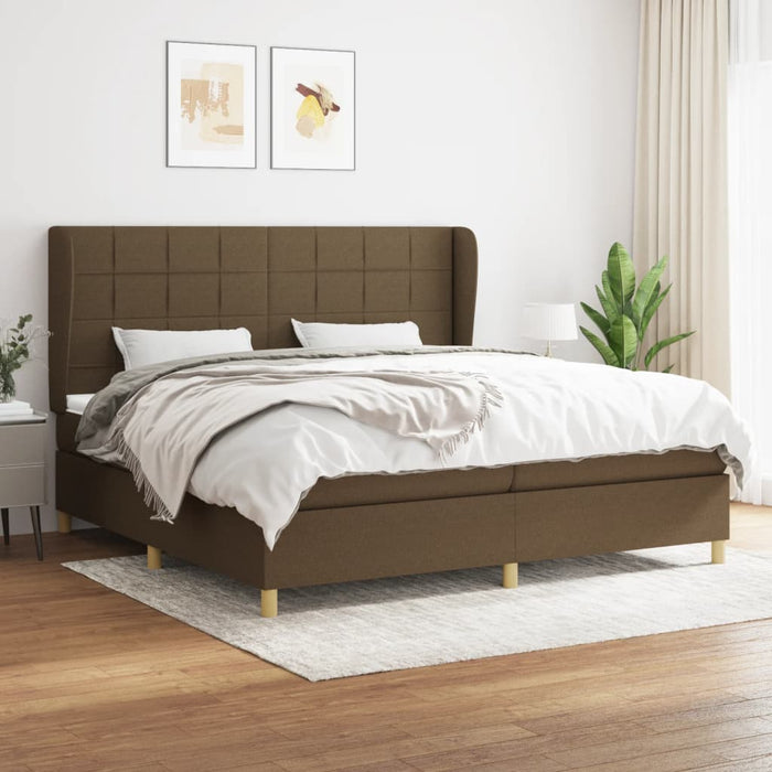 Pat box spring cu saltea, maro închis, 200x200 cm, textil - WALTI WALTI