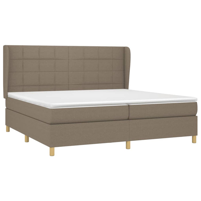 Pat box spring cu saltea, gri taupe, 200x200 cm, textil - WALTI WALTI