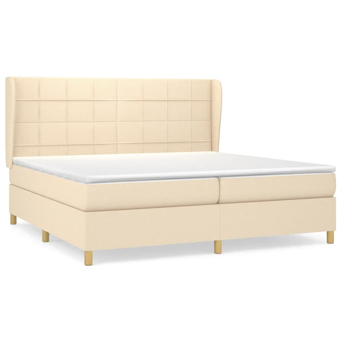 Pat box spring cu saltea, crem, 200x200 cm, textil - WALTI WALTI
