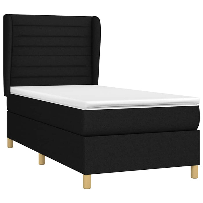 Pat box spring cu saltea, negru, 80x200 cm, textil - WALTI WALTI