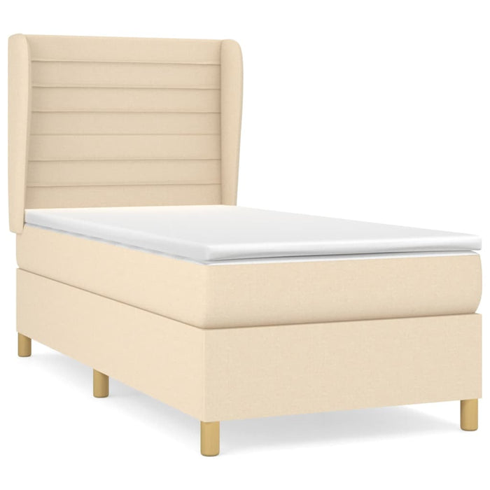 Pat box spring cu saltea, crem, 90x200 cm, textil - WALTI WALTI