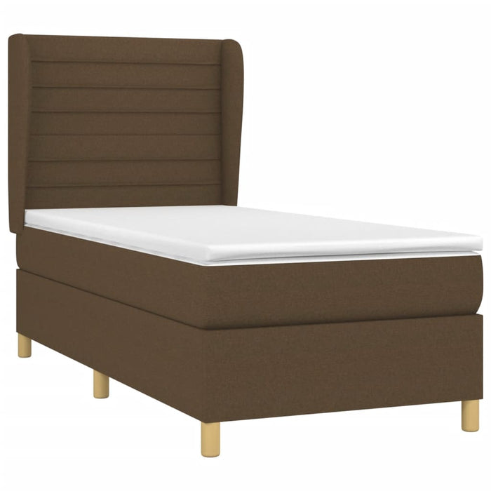 Pat box spring cu saltea, maro închis, 100x200 cm, textil - WALTI WALTI