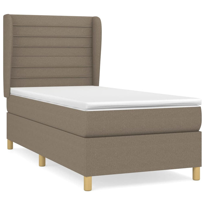 Pat box spring cu saltea, gri taupe, 100x200 cm, textil - WALTI WALTI