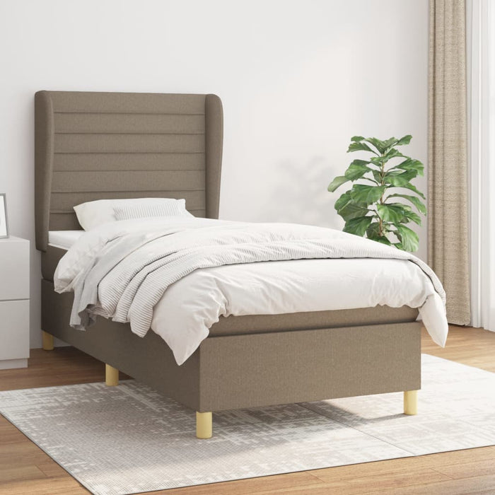 Pat box spring cu saltea, gri taupe, 100x200 cm, textil - WALTI WALTI
